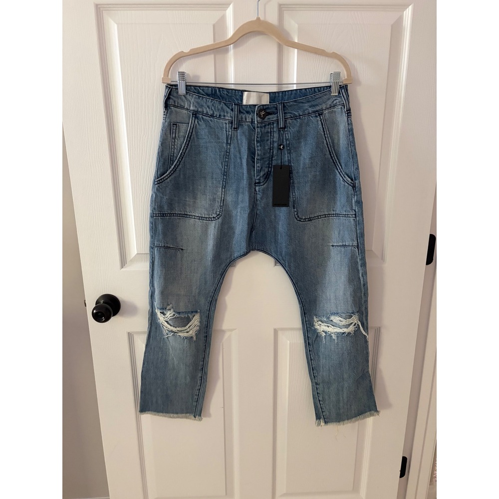 One Teaspoon Sinners Distressed Drop Crotch Jeans Original Blue 21601 Size 26